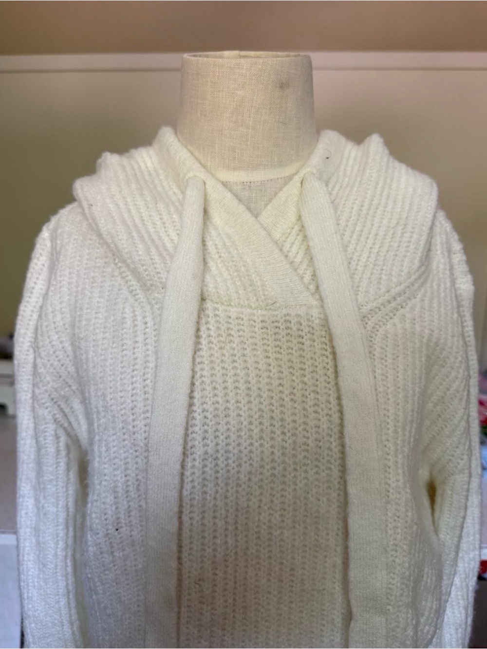 GAP Cream Cable Knit Hooded Sweater